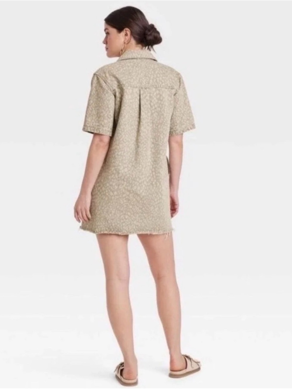 Universal Thread Beige Leopard-Print Button-Front Mini Dress - Picture 3 of 3